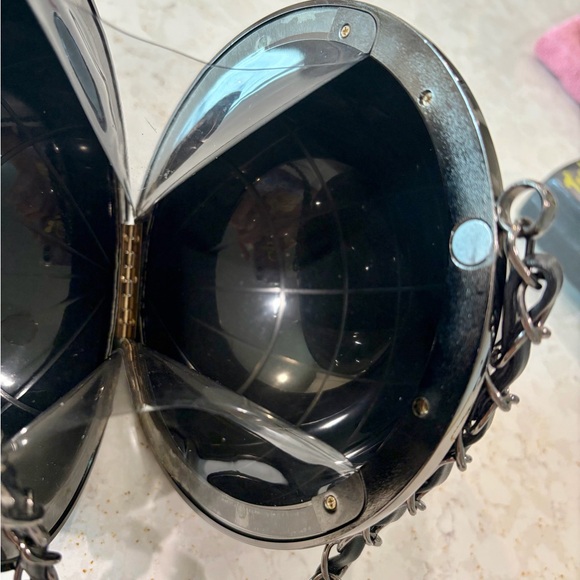 Black Globe Ball Acrylic Bag with Metal Chain magnetic lock 6” wide x 6” tall - Picture 10 of 13